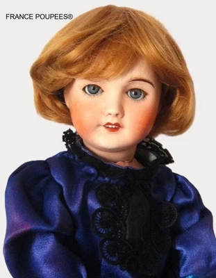 Perruque poupée ancienne Française-cheveux blond vénitien-Tête 22/24cm(9/9.5") - Photo 1/4
