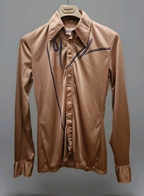 ♞ Rara Camisa Roland Kosser Dorada Vintage Art Deco Nik Gráfica Hombres M S 15.5 Foto 1 de 4