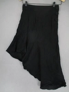 Country Road Skirt Womens 8 Black Linen Blend Asymmetric Button Frill Midi - Picture 1 of 13