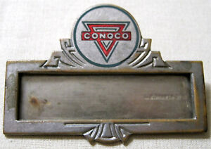 Very Old CONOCO Gas Oil Enamel Employee BADGE NAME Pin