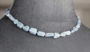 BLUE OPAL LARGE NUGGET NECKLACE ~ 18" 925 STERLING SILVER - Picture 1 of 2