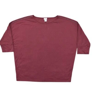 NEW Chico's Size 3 Red Short Sleeve Solid Modal Blend Blouse Top Crew Neck - Picture 1 of 9