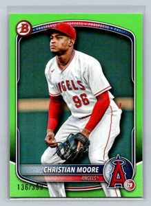 CHRISTIAN MOORE 2025 BOWMAN NEON GREEN PARALLEL /399 LOS ANGELES ANGELS - Bild 1 von 2