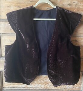 Men’s Brown Velvet Costume Ren Faire Vest, Size XL
