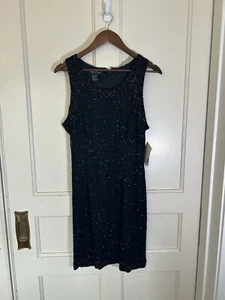 Laurence Kazar Beaded Silk Cocktail Dress Womens Size Large Black NWT - Flawed - Picture 1 of 17