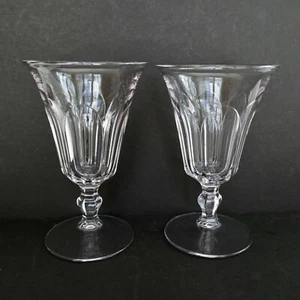 Victorian Manganese Dioxide Lavender Wine Set 2 Gasses Paneled Knob Stem Antique - Picture 1 of 4