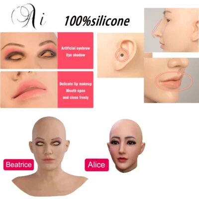 Realistische Silikon Maske Full Face Verkleidung Maske für Crossdresseer Cosplay - Bild 1 von 4