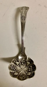 Sheffield England Kings Muster Beere Servierlöffel verziert versilbert 6" - Bild 1 von 7