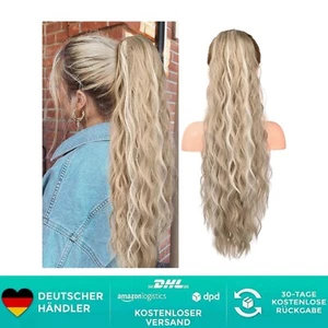 Pferdeschwanzverlängerung ponytail extensions lockig blond Highlights synthet... - Bild 1 von 2