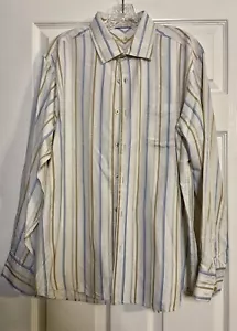 Camisa Tommy Bahama Para Hombres LG Botón Frontal 100% Seda Manga King Rayas - Imagen 1 de 4