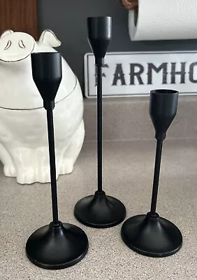 "Nuevo juego (3) candelabros graduados finos negros mate vela cónica 9"" 7,75"" 6,5""" Foto 1 de 4