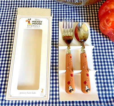school Pottery Barn Disney Mickey Mouse holiday Utensil Set gift party kid b - Image 1 of 4