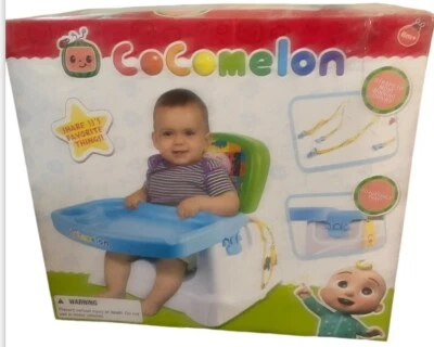 Asiento elevador CoComelon con bandeja - Silla portátil para niños pequeños para comer azul  Foto 1 de 4