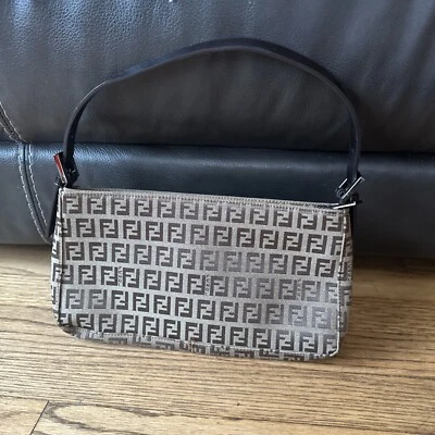 Authentic Fendi Zucchino Mini Baguette Pochette Shoulder Bag Zucca Monogram - Image 1 of 4
