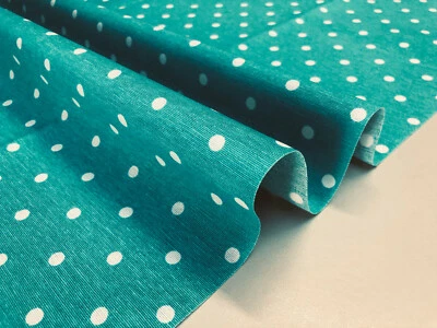 AZUL TURQUESA Lunares Tela Manchas PoliAlgodón Material Textil 140 cm Ancho Foto 1 de 4