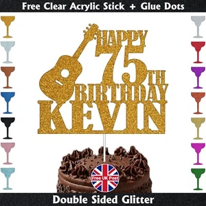 Music Guitar Cake Topper Personalised Birthday Party Any Name Age Cake Decor - Picture 1 of 20
