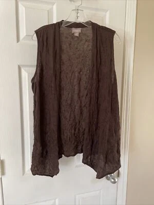 Hermoso cárdigan para mujer Chicos marrón frente abierto sin mangas Blusa talla 2 Foto 1 de 3