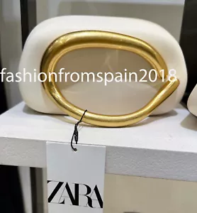 ZARA NEW WOMAN GOLD CLOSURE BOX CLUTCH BAG WHITE 6862/410/850 - Picture 1 of 7