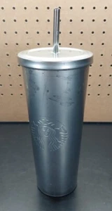 Starbucks Logo Tumbler Cold Venti 24oz Cup Stainless Steel Metal Cup With Straw - Picture 1 of 6
