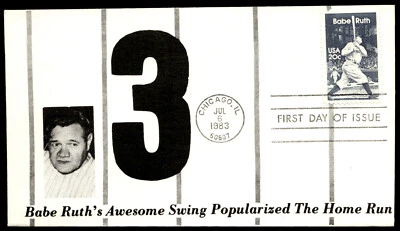 1983 Babe Ruth FDC Awesome Swing Popularized the Home Run Booknight Cachet - Image 1 of 2