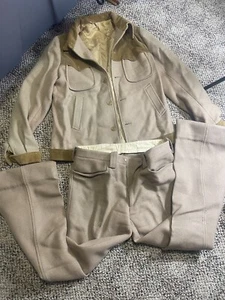 2 Pc 1970’s Vintage Lehman Saunders Suit Tan Brown 100% Wool 34 Italian Jacket - Picture 1 of 9