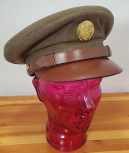 WW2 Enlisted Mans Olive green Crusher Cap. Fred Mackey's Albuquerque Full band. - Picture 1 of 17