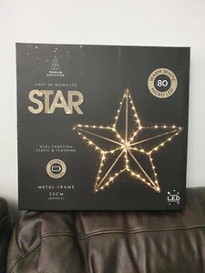 35cm Christmas 80 Warm LED Metal Star Window Hanging Wall Light Silhouette UK - Picture 1 of 2