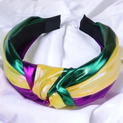 Fiesta Flair: Shimmering Mardi Gras Headband in Purple, Green & Gold! Brand New - Image 1 of 4