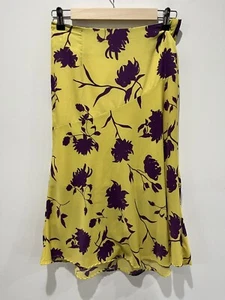 Sabie Damen Blumen Maxi Rock XS Gelb Lila Midi Sommer Büro Landhaus - Bild 1 von 7