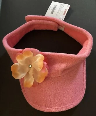 NUEVO CON ETIQUETAS Gymboree Traje de Baño Jardín Tropical Talla 5-7 Rosa Terry Estrás Flor Visera Foto 1 de 2