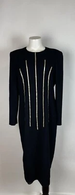 Vestido recto Carolina Herrera años 80 de colección para mujer 12 negro + pedrería brillante Foto 1 de 4