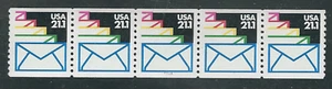 Scott #2150...21.1 Cent...Letter...Plate # Strip of 5 - Picture 1 of 1