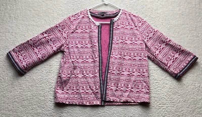 Cárdigan Valerie Stevens Grande Tribal Azteca Frente Abierto Boho Rosa Mangas 3/4 Foto 1 de 4