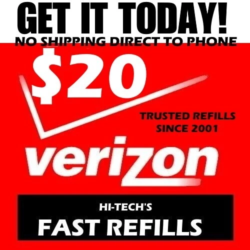 $20 VERIZON PREPAID REFILL 💥 DIRECT TO PHONE 💥ONLINE REFILL ✅ GET IT TODAY! - Image 1 of 1
