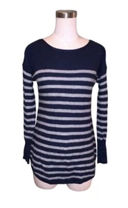 Andrea Jovine Women's Long Sleeves Sweater size S Blue & Gray Stripes - Picture 1 of 8