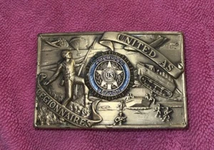 Vintage American Legion Brass Belt Buckle United As Legionnaires - Fighting Men - Picture 1 of 6