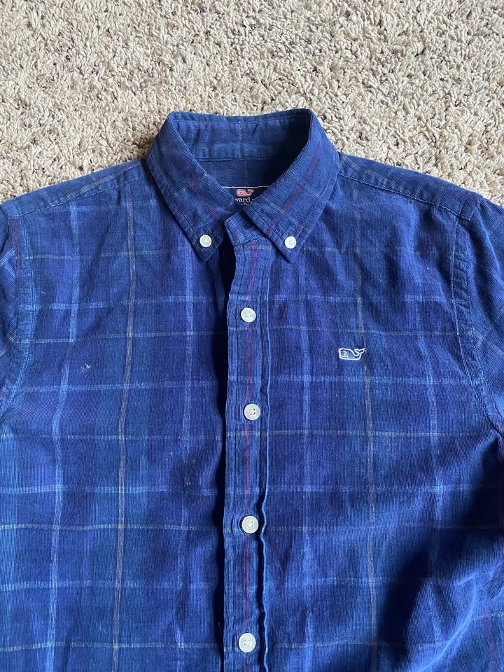Boys Vineyard Vines Button Down Flannel Shirt Medium Whale Shirt - Image 1 of 4