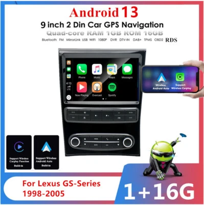 9" Carplay Radio Stereo GPS Nav Wifi FM Player For 98-05 Lexus GS300 GS400 GS430 — 第 1/4 张图片