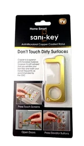 Home Smart Sani-Key No Touch Anti Microbial Copper Coated Stylus Keychain - Picture 1 of 7