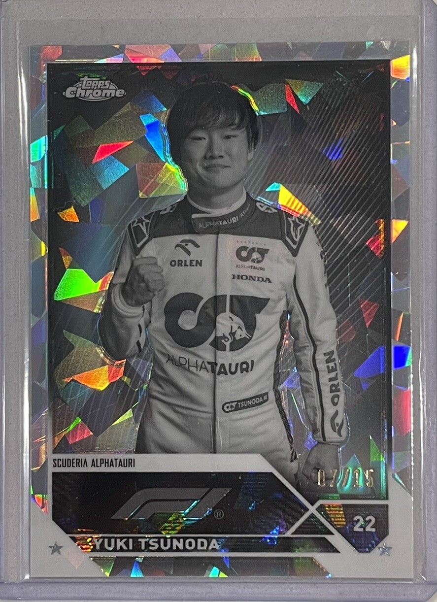 2023 Topps Chrome F1 Sapphire Yuki Tsunoda 07/15 #55 Black & White