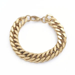 Stainless Steel Diamond Cut Cuban Bracelet Lobster Gold Silver 8.2" Z246 - Picture 1 of 7