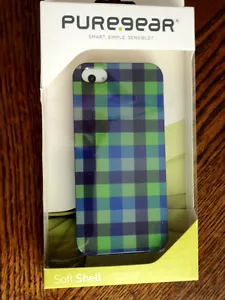 Pure Gear iPhone 5 Case. Brand New. Green and Blue plaid. Soft Shell. - Picture 1 of 2