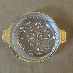 Vintage Glass Candy Dish With Gold Accents - Picture 1 of 3