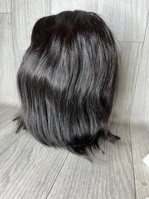 Luxurious Straight Human Hair wig 12 inches Black 1B With Lace & Baby Hairs A9 - Image 1 of 4
