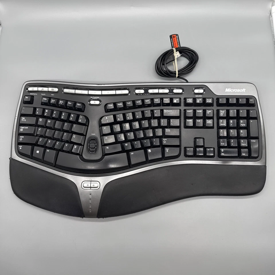 Microsoft Natural Ergonomic Keyboard 4000 v1.0 KU-0462 USB Wired Tested - Image 1 of 4