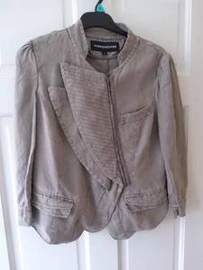 Warehouse Grey Pure Linen, Short Jacket UK 12, Detailed Hook & Eye Trim - Picture 1 of 7