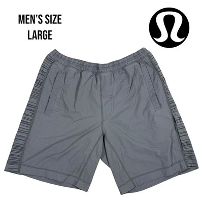Lululemon T.H.E. Panel Corto 9" Para Hombre L Forrado Gris Rayas Edición Especial Sin Etiqueta Foto 1 de 4