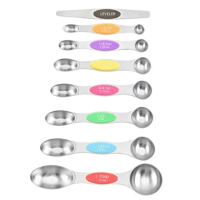 Magnetic Dual Sided Measuring Spoons with Leveler - Set of 8 - Image 1 of 4