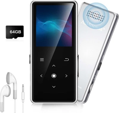 MP3 player Bluetooth 64GB com alto-falante HD integrado, rádio FM, gravador de voz,... - Imagem 1 de 4