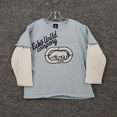 Camiseta DE COLECCIÓN Ecko Unltd Niños Niños 5 Azul Manga Larga Cuello Redondo Rinoceronte Y2K Foto 1 de 4